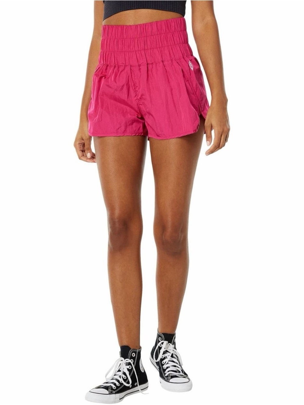 Free People Hot Pink Smocked-Waist Athletic Shorts